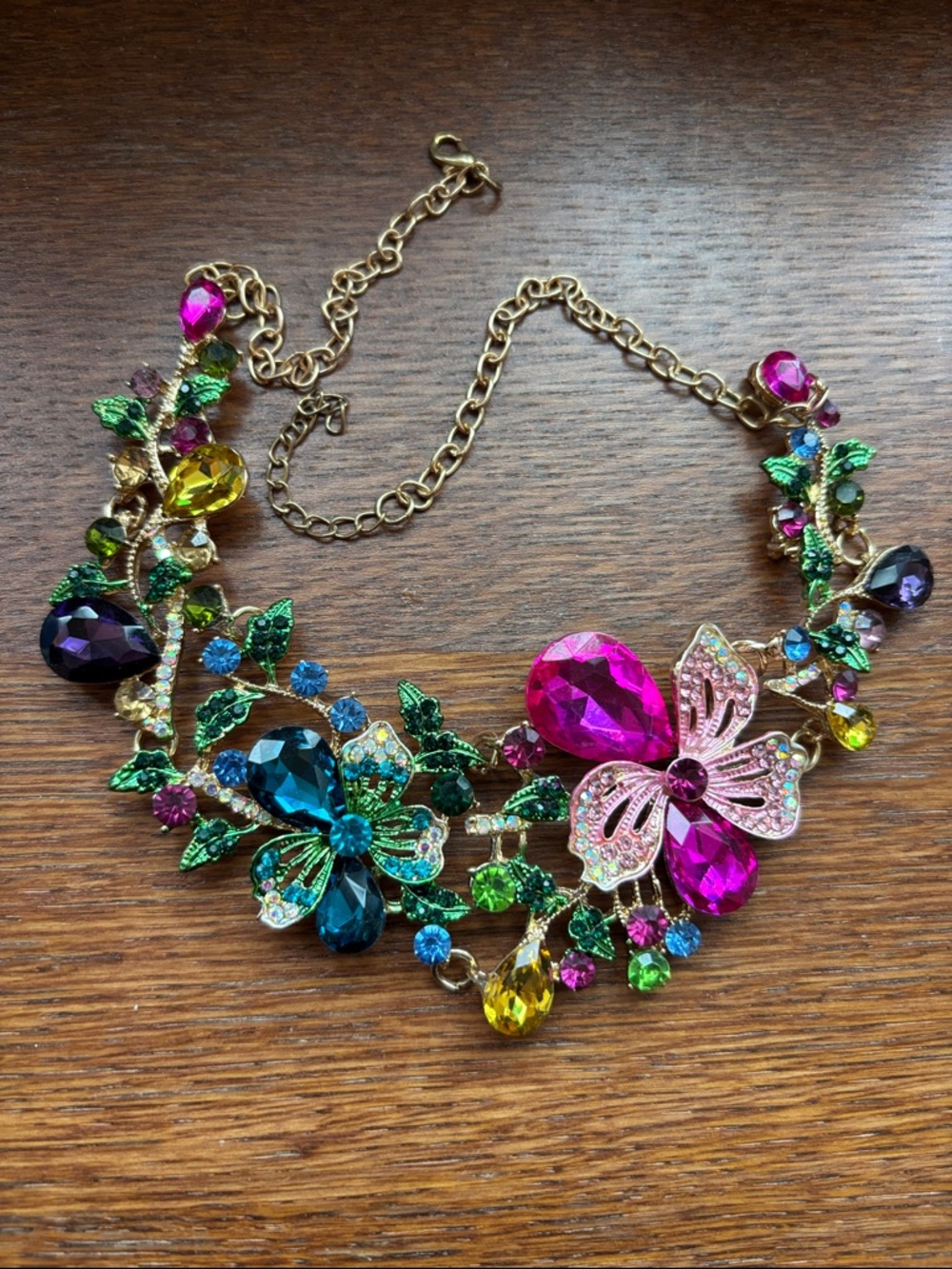 Vibrant Multicolor Crystal flower Statement Necklace